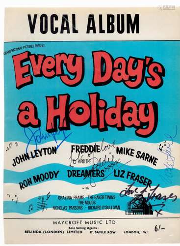 Every Days A Holiday Cover Signed By John Leyton, Freddie Ga...