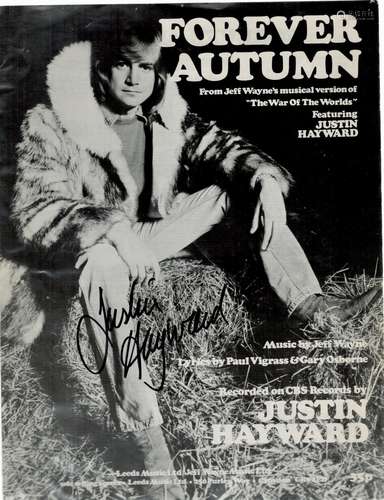 Justin Hayward Moody Blues Singer Signed Vintage 1972 Foreve...