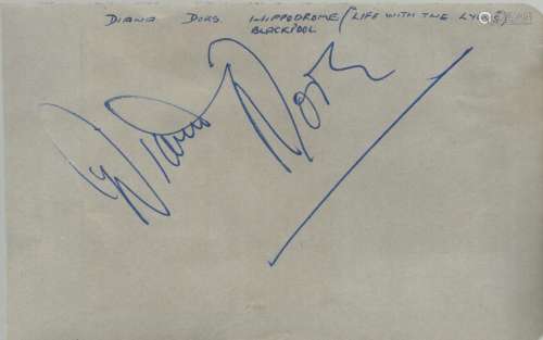 Diana Dors (1931-1984), a signed 6x4 album page. An actress ...