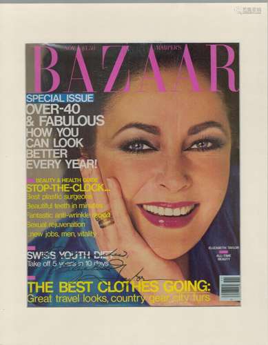 Elizabeth Taylor 14x11 overall mounted colour Bazaar magazin...