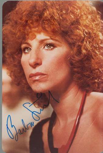 Barbara Streisand signed vintage 6x4 colour photo. Good cond...