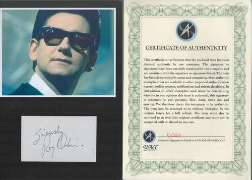 Roy Orbison 12x8 overall mounted signature piece includes si...