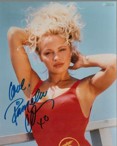 Pamela Anderson signed Baywatch 10x8 colour photo. Good cond...