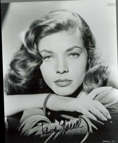 Lauren Bacall signed 10x8 black and white vintage photo. Goo...