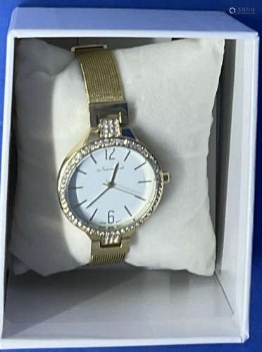 Jeanneret Rosetta Ladies Watch W/Crystal Encrusted Bezel. Go...