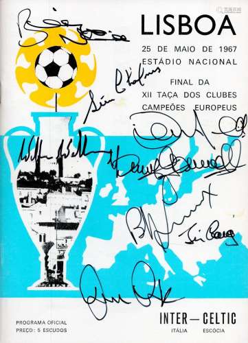 Lisbon Lions multisigned Celtic 1967 European Cup Final Repr...