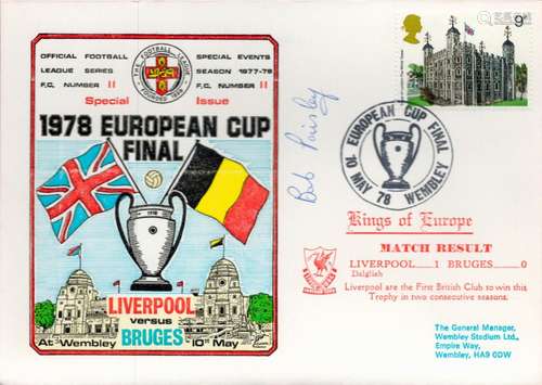 Bob Paisley signed Liverpool v Bruges 1978 European Cup Fina...