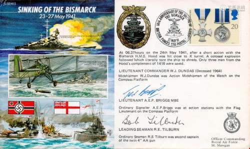 World War II Sinking of the Bismarck 23-27 May 1941 FDC sign...