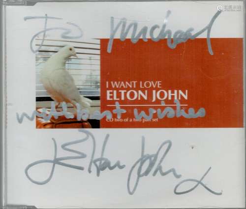 Elton John signed I Want Love CD sleeve dedicated Disc inclu...