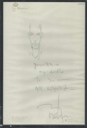 Actor Johnny Depp Signed and Inscribed Doodle Drawing on Le ...