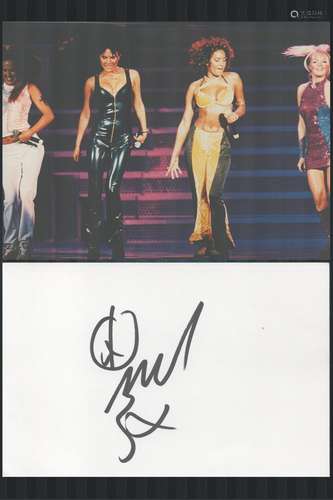 Mel B Spice Girl Signed 5x3 inch White Autograph Card with 1...