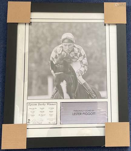 Lester Piggott Signed Epsom Derby Winners Card With Black an...