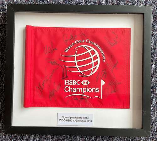 Golf multi signed WGC HSBC Champions 2010 Tournament 23x21 m...