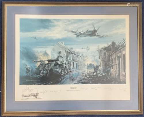 WW2 7 Signed Robert Bailey Colour Print Titled Typhoon Fury....