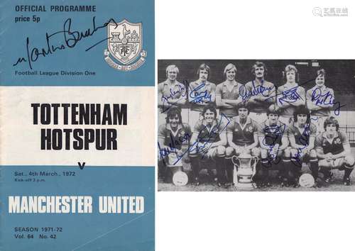 Football Autographed Man United 1977 Fa Cup Winners, A Super...