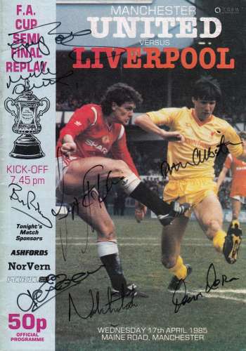 Football Autographed Man United 1985 Fa Cup Semi-Final Repla...