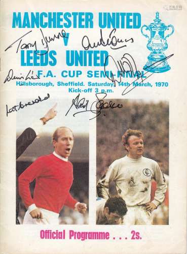 Football Autographed Man United 1970 Fa Cup Semi-Final V Lee...
