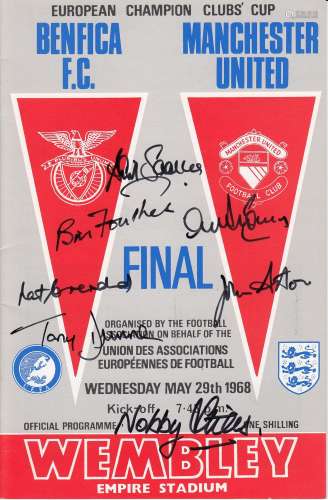 Football Autographed Man United 1968 European Cup Final V Be...