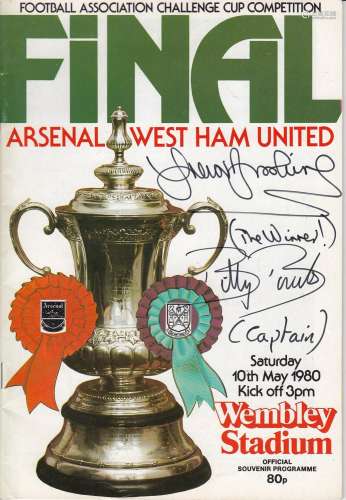 Football Autographed West Ham United 1980 Fa Cup Final Progr...