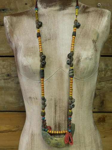 NAGA AFRICAN TRADE BEADS NECKLACE ROCK STONE LAPIDARY SPECIM...