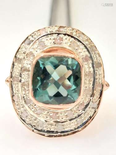 9 kt. Pink gold, Silver - Ring - 3.00 ct Tourmaline - Diamon...