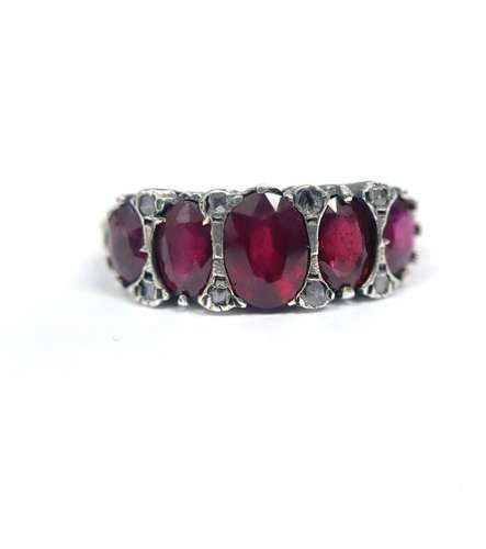 14 kt. Pink gold, Silver - Ring - 3.80 ct Ruby - Diamonds