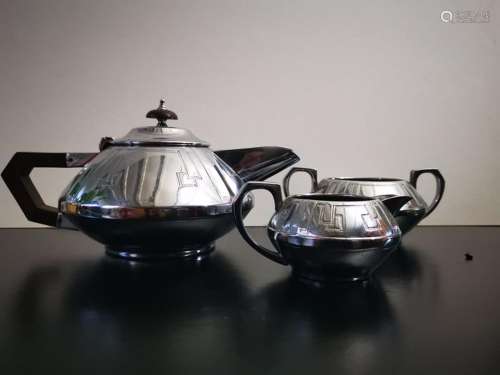 P H & Co England - Tea set (3) - Art Deco - Silver-plate...