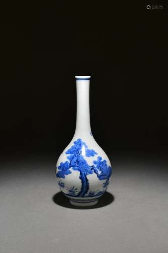 A Chinese Blue and white Suihan Sanyou pine, bamboo and plum...