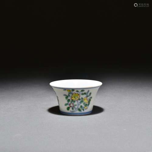 A Chinese Doucai Folded Peony Tea Cup