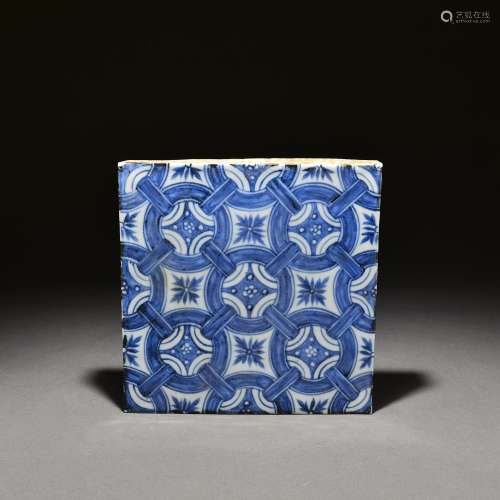 Blue and white flower pattern tiles