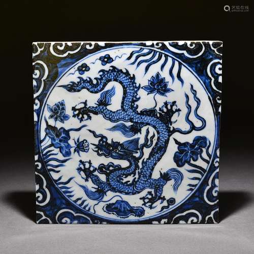 Blue and white sea animal tiles