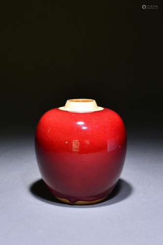 Lang kiln red glaze tea caddy
