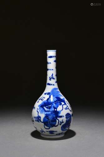 Blue and white Taishi Shaoshi long neck bottle