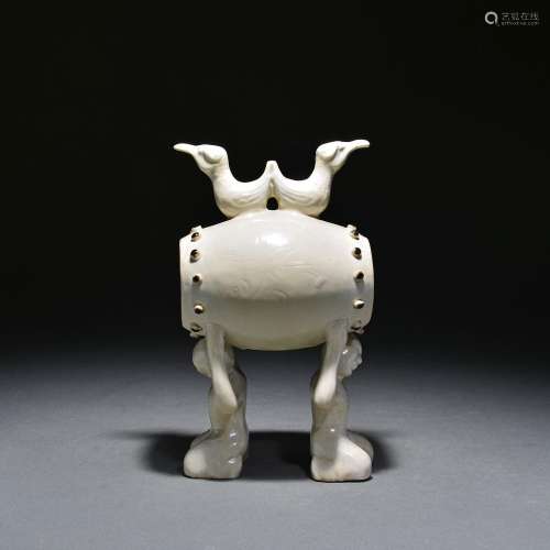 Ding Kiln Double Drum Porcelain Sculpture