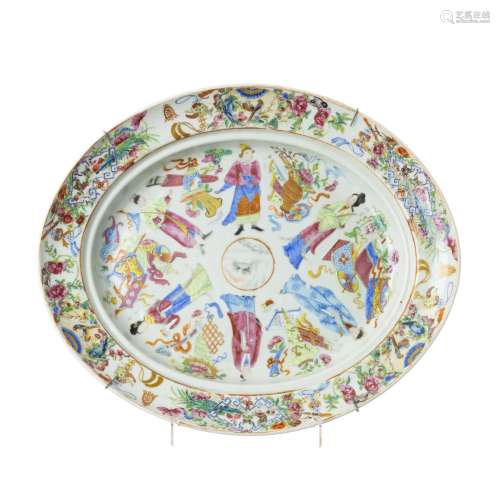 Chinese porcelain Daoist oval platter, Daoguang