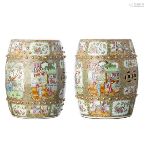 Pair of Chinese porcelain Mandarin stools, Guangxu