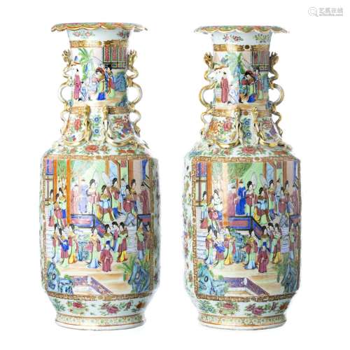 Pair of Chinese porcelain Mandarin vases, Guangxu