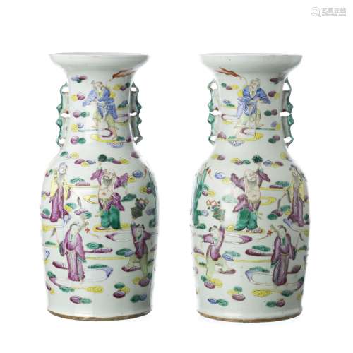 Pair of Chinese porcelain 'Immortal' vases, Tongzhi