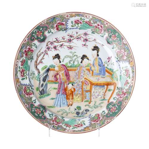 Chinese porcelain 'beauties' plate, Yongzheng