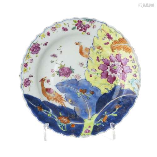 Chinese porcelain 'tobacco leaf' plate, Qianlong