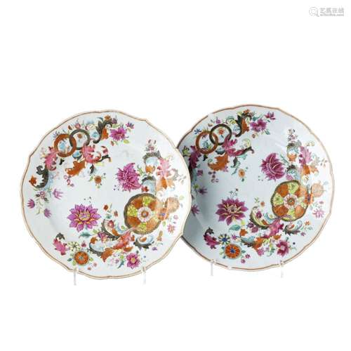 Pair of plates 'Tea Leaf' in chinese porcelain