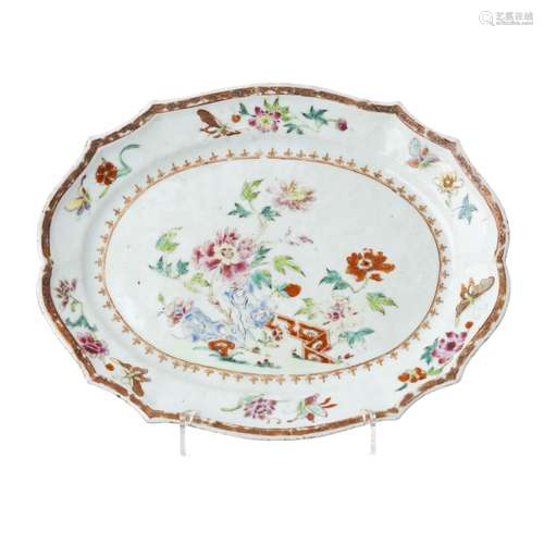 Chinese porcelain floral platter, Qianlong