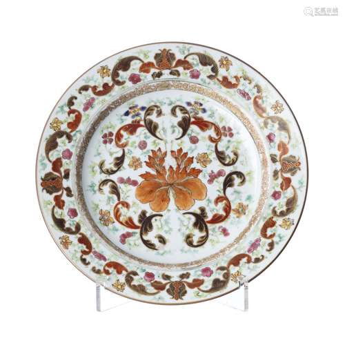 Chinese porcelain lotus plate, Qianlong