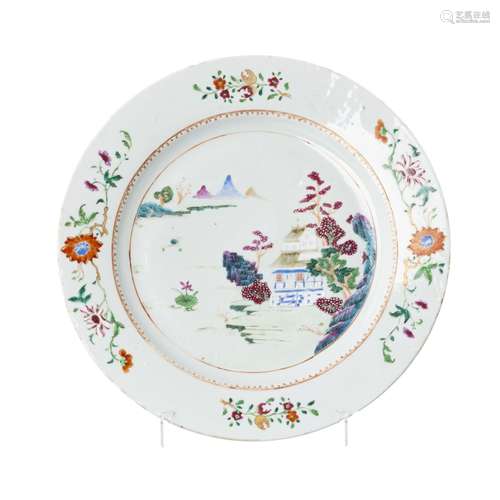 Chinese porcelain large 'landscape' charger, Qianlong