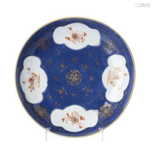 Chinese porcelain 'powder blue' plate, Kangxi