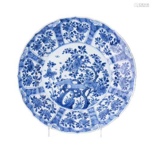 Chinese porcelain plate with floral reserves, Kangxi