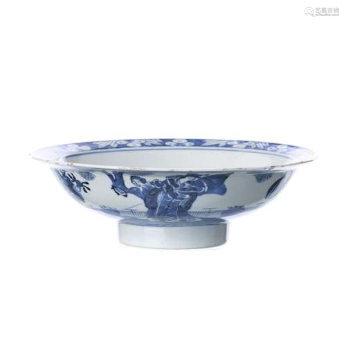 Chinese porcelain figural footed bowl, Kangxi