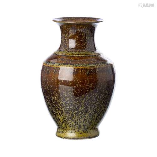 Chinese ceramic russet ground gold splashed vase