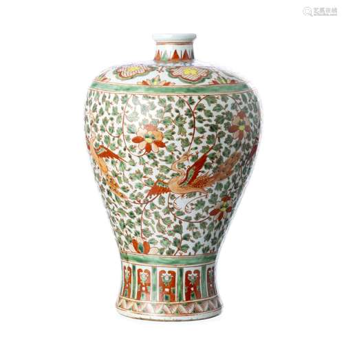 Swatow meiping phoenixes ceramic vase