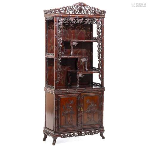 Chinese 'bamboo' hongmu display cabinet